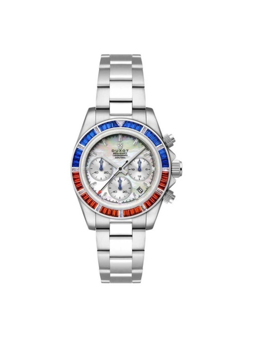 NWT Duxot Accelero Rainbow Chronograph Quartz White Dial Men's Watch